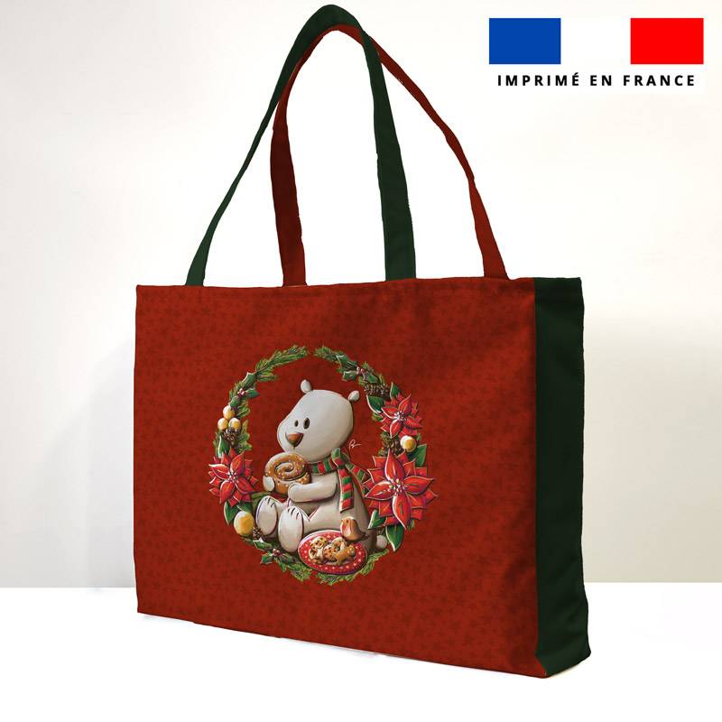 Kit couture sac cabas motif ours Christmas - Création Stillistic