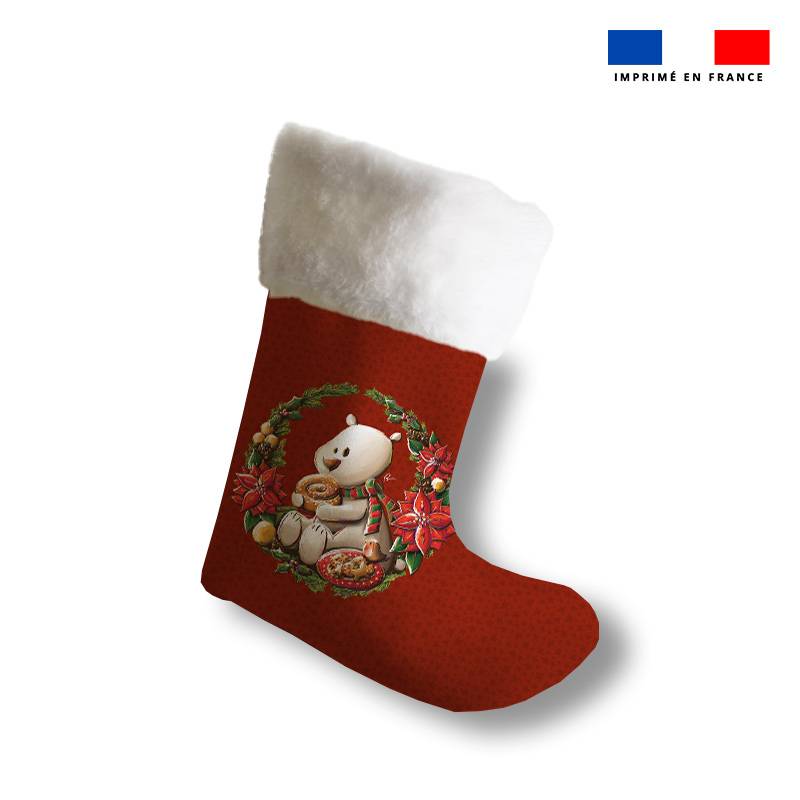 Kit chaussette de noel motif ours Christmas + Fausse fourrure - Création Stillistic