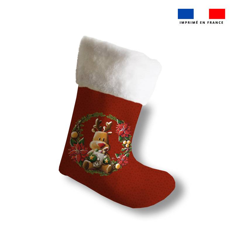 Kit chaussette de noel motif renne Christmas + Fausse fourrure - Création Stillistic