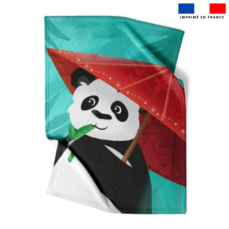 Coupon couverture imprimé panda et ombrelle - Création Nidillus
