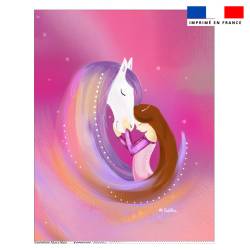 Coupon couverture imprimé cheval rose - Création Nidillus