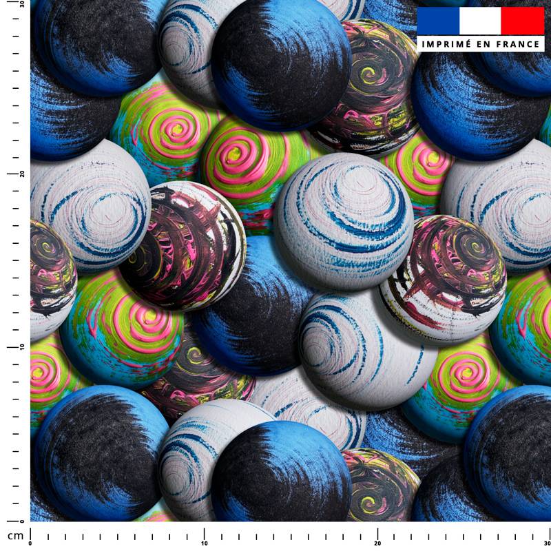 Boules de peinture Lila - Fond multicolore - Création Pierre-Alexandre PAUGAM
