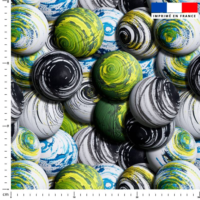 Boules de peinture Marion - Fond vert - Création Pierre-Alexandre PAUGAM
