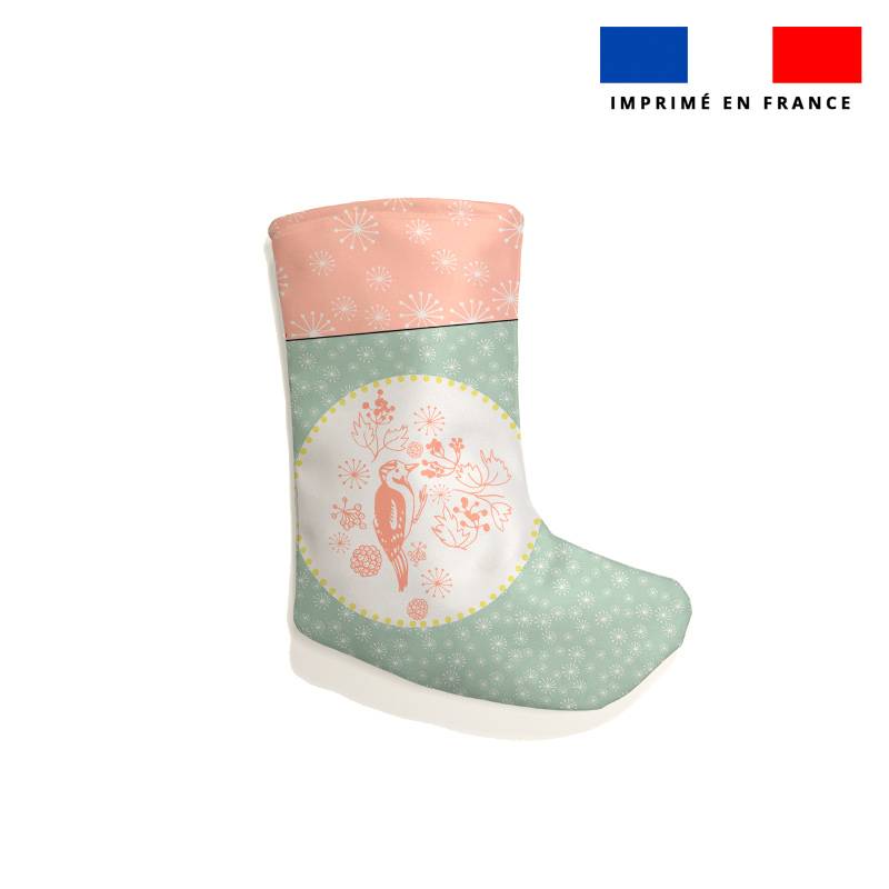 Kit chaussette de noel motif oiseau rose - Création Lili Bambou Design