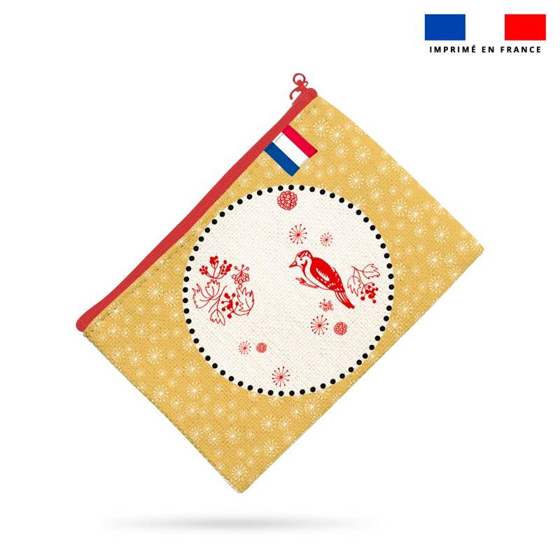 Kit pochette motif oiseau rouge - Création Lili Bambou Design