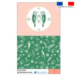 Kit pochette motif oiseaux verts - Création Lili Bambou Design