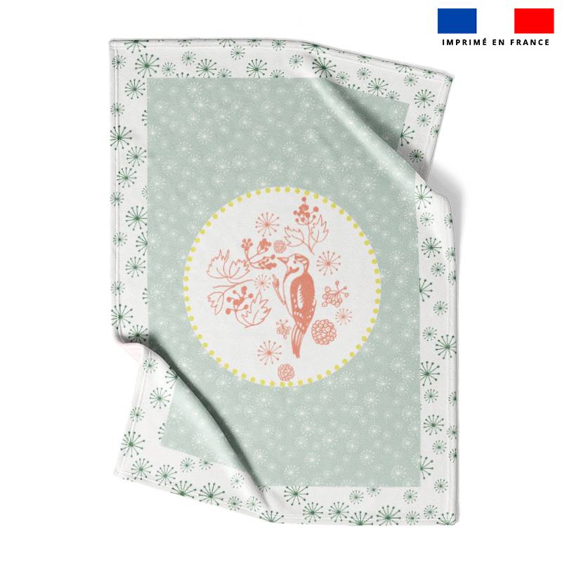 Coupon couverture imprimé oiseau rose - Création Lili Bambou Design