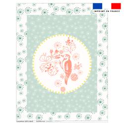 Coupon couverture imprimé oiseau rose - Création Lili Bambou Design