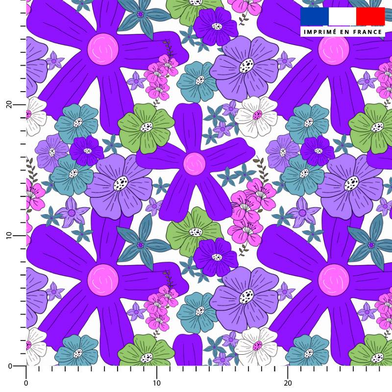 Fleurs violette éblouissantes - Fond blanc - Création La Fossette