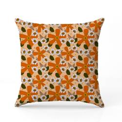 Fleurs orange d'automne - Fond abricot - Création La Fossette