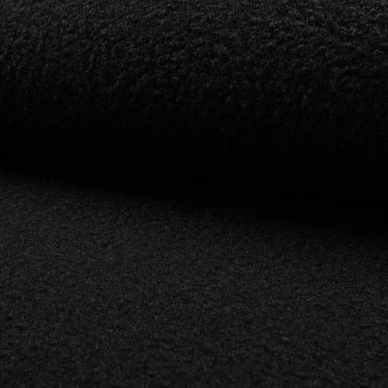 Tissu lainage polyester bouclette maxi uni noir