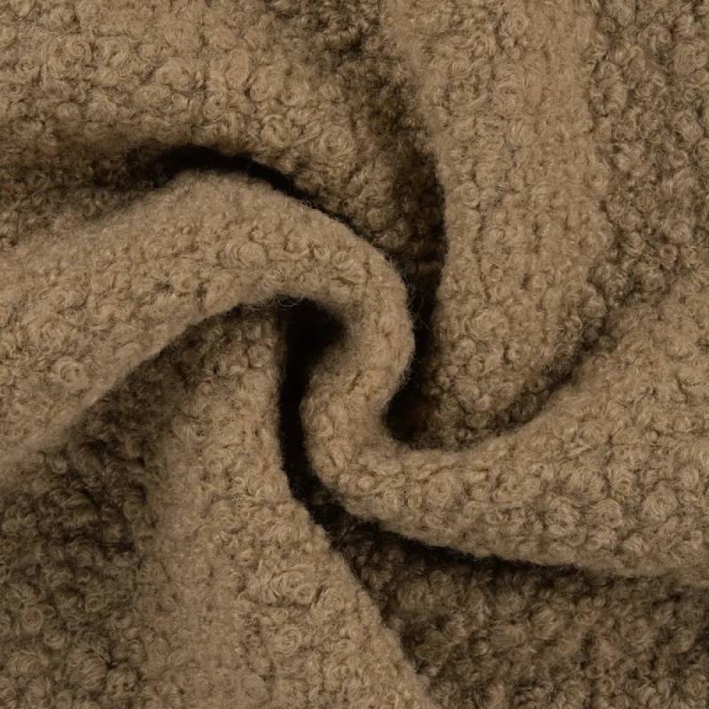 Tissu lainage polyester bouclette maxi uni camel - Tissus Price