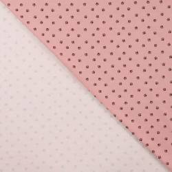 Jersey coton rose imprimé traces de pattes