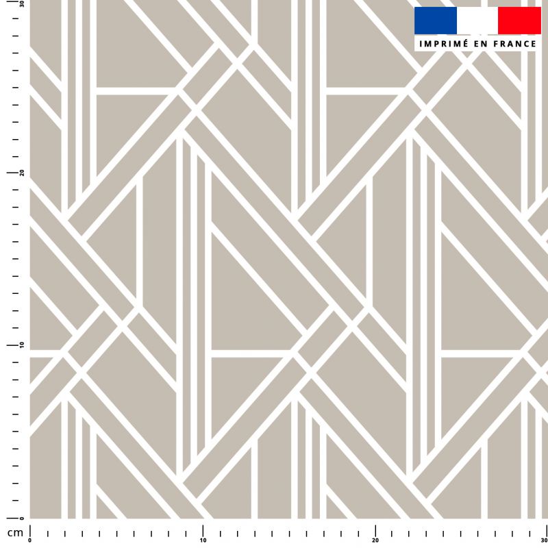 coupon - Coupon Défaut LIGNES VIOLETTES TOUS LES 6 CM 300cm - Tissu imperméable motif art déco géométrique grège - Tissu imperméable 300gr/m² - 150 cm