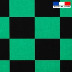 Popeline de coton peigné motif carreaux verts et noirs
