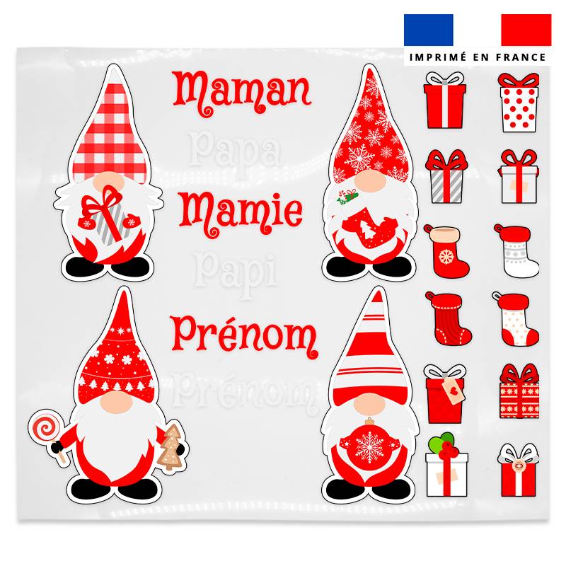 Planche DTF de transfert textile personnalisée - Gnome de Noël