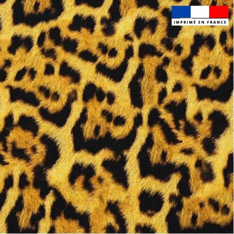 Popeline de coton peigné motif léopard effet fausse fourrure