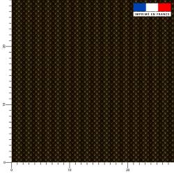 Popeline de coton peigné noire motif damier écaille art déco or