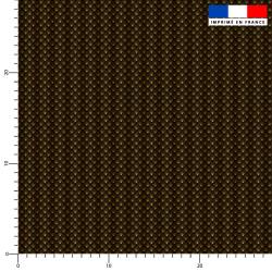 Popeline de coton peigné noire motif damier éventail art déco dorée