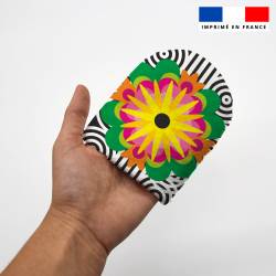 Kit mini-gants nettoyants motif fleurs multicolores - Création Lita Blanc