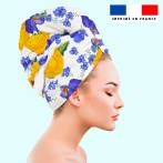 Coupon éponge pour serviette turban cheveux motif fleur de pensée