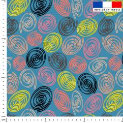 Ronds multicolores Carla - Fond bleu - Création Pierre-Alexandre PAUGAM