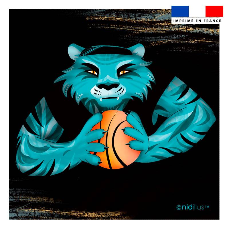 Coupon 45x45 cm imprimé tigre basket - Création Nidillus Carémoli