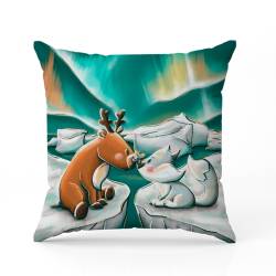 Coupon 45x45 cm imprimé animaux du froid renne et renard- Création Stillistic