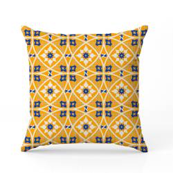 Tissu imperméable motif mosaïque harmonieuse portugaise bleue et jaune