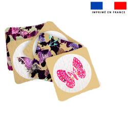 Coupon lingettes lavables motif papillons beige - Création Lili Bambou Design