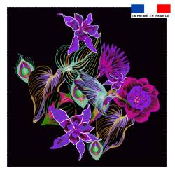 Coupon 45x45 cm vert imprimé paradis floral - Création Lili Bambou