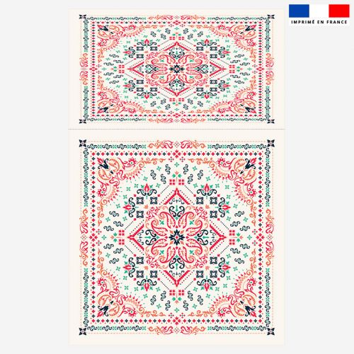 coupon - Lot de 2 foulards imprimés mandala  - Mousseline 65 gr/m² - 