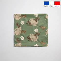 Tissu imperméable motif léopard fleur et feuille de palme