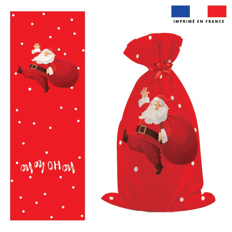 coupon - Kit hotte de Noel motif Père Noel - L - 146 cm - Toile Coton