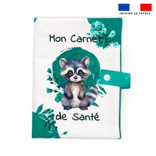 Patron imprimé pour protège carnet de santé motif raton laveur aquarelle