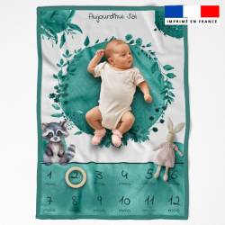 Coupon pour couverture mensuelle bébé motif raton laveur aquarelle