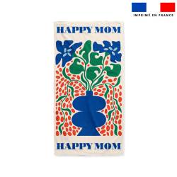 Coupon pour serviette de plage motif flowers happy mom
 Matière-Éponge bambou 290 gr/m² - 150 cm Taille Kit-70x140 cm