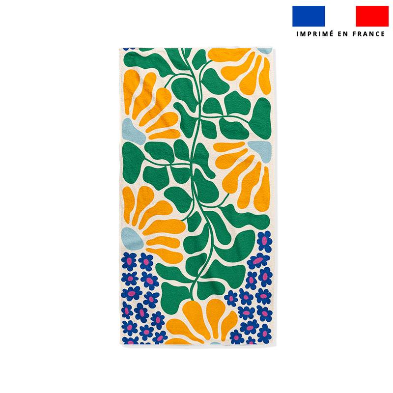 Coupon pour serviette de plage motif fleur jaune et plante