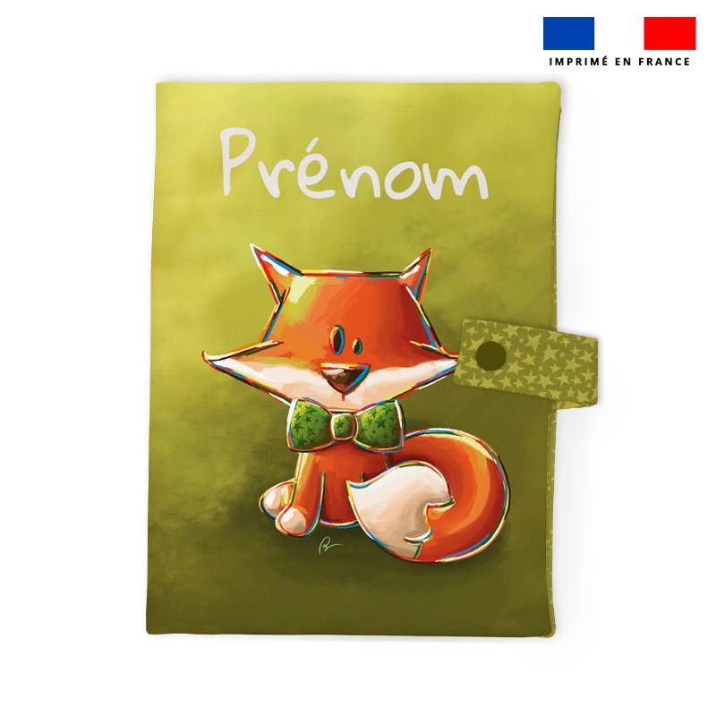 Patron protège carnet de santé personnalisé - Renard noeud papillon - Création Stillistic