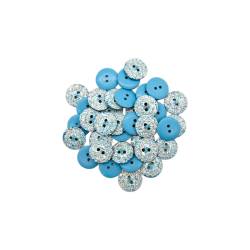 Lot de 36 boutons coquilles d'oeufs 15mm bleu clair