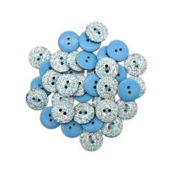 Lot de 36 boutons coquilles d'oeufs 18mm bleu clair