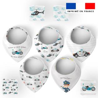 Coupon éponge bavoirs bandana motif policier aquarelle