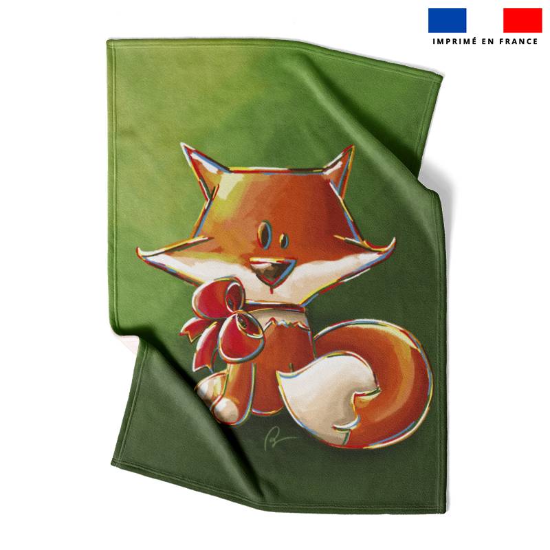 Coupon couverture imprimé renard et noeud rouge - Création Stillistic