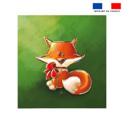 Coupon couverture imprimé renard et noeud rouge - Création Stillistic