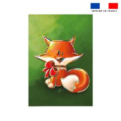 Coupon couverture imprimé renard et noeud rouge - Création Stillistic