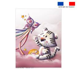 Coupon couverture imprimé tigre blanc et papillon - Création Stillistic