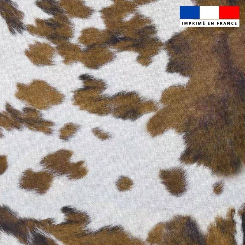 coupon - Coupon 50cm - Popeline de coton peigné motif peau de vache marron - Popeline de coton peigné 129gr/m² - 144 cm