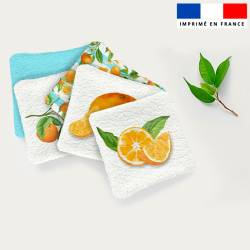 Coupon lingettes lavables motif oranges et fleurs d'oranger