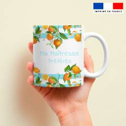 Mug imprimé maitresse et fleurs d'oranger
