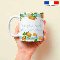 Mug imprimé maitresse et fleurs d'oranger